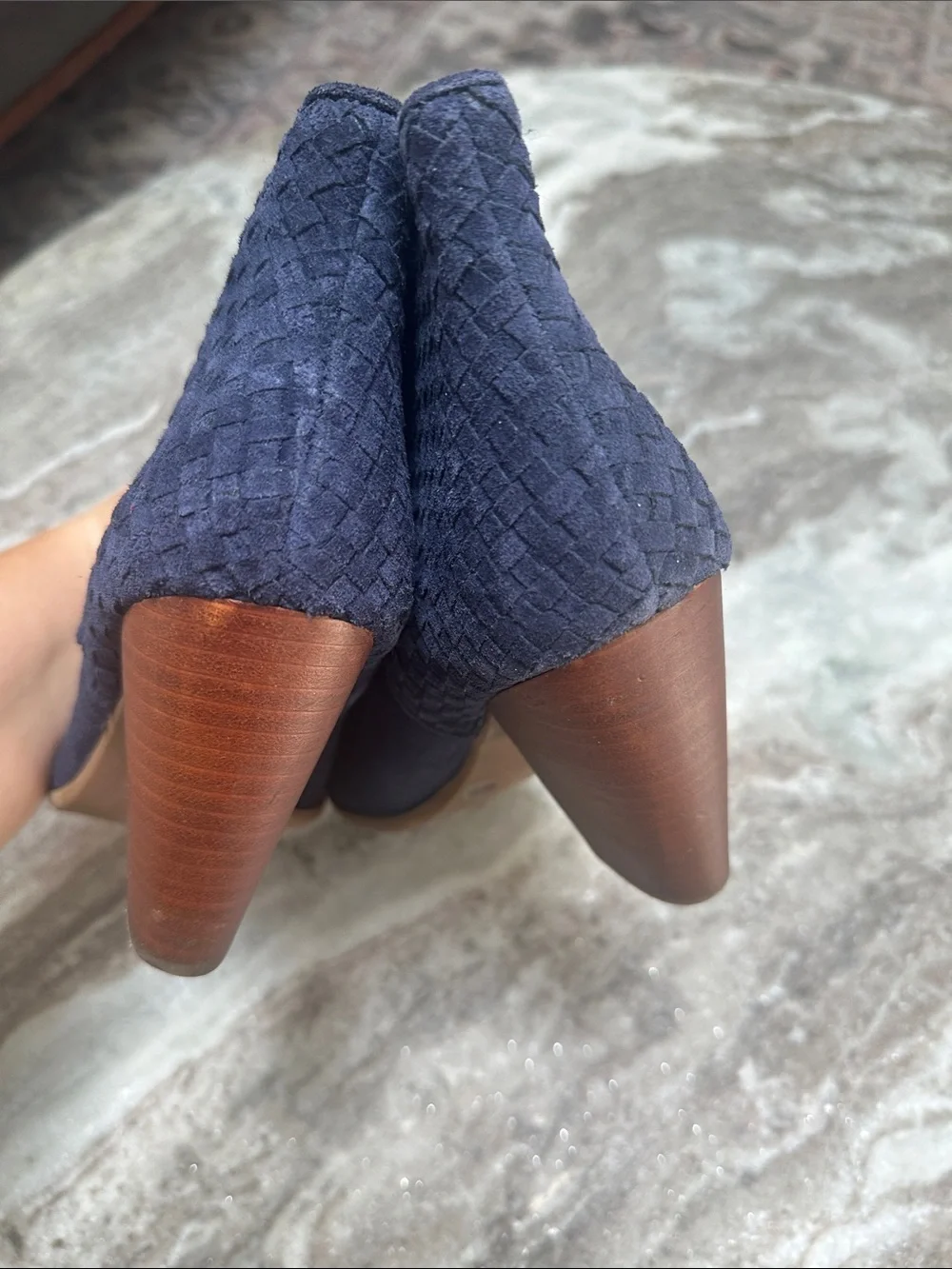Sole Society Zada Woven Suede Ankle Bootie  Boots Blue Boho-Chic Western Sz 8.5